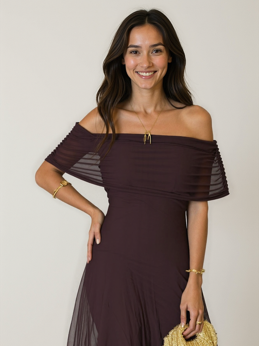 Luna | Robe Longue Elégante à Epaules Dénudées